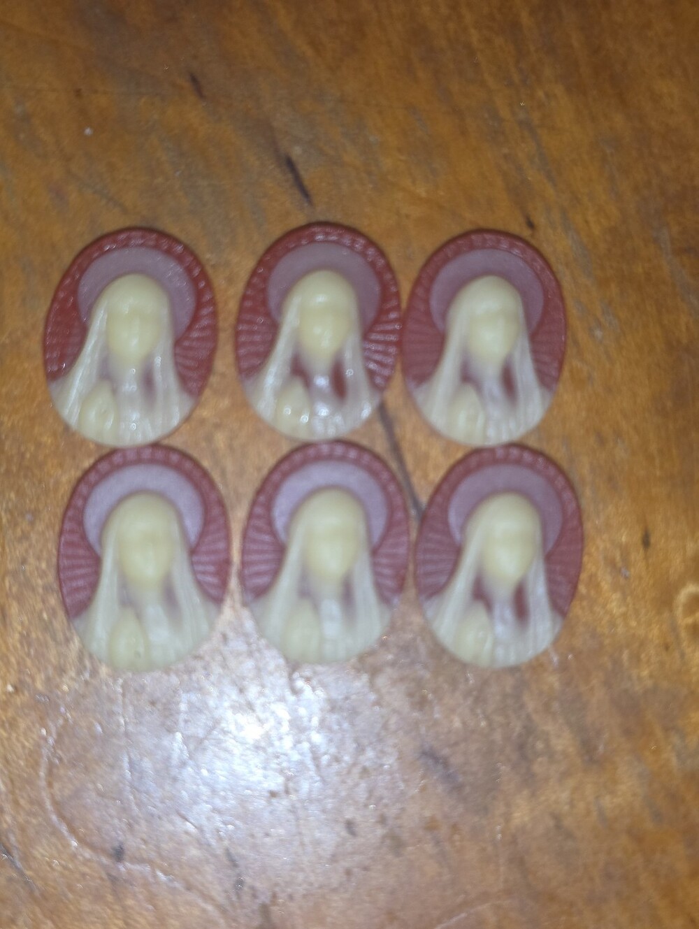 6 Religious Resin Cameos Of The Virgin Mary